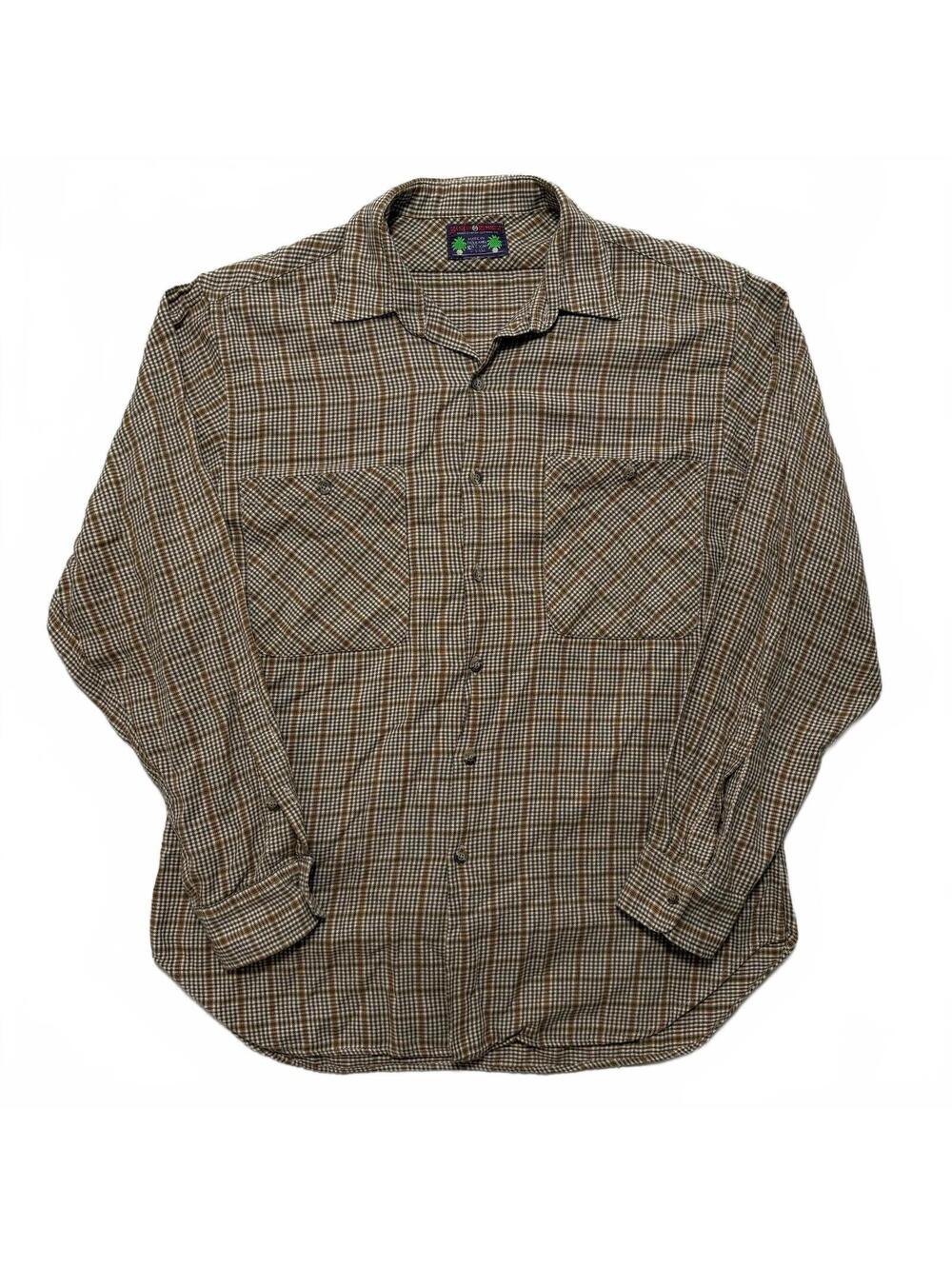 VTG 80's Banana Republic Plaid Long Sleeve Button Up Flannel Shirt Men's L Brown